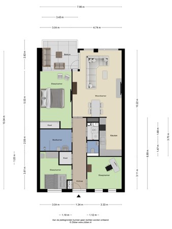 Floorplan - M.W. van de Waalstraat 32, 3911 LP Rhenen