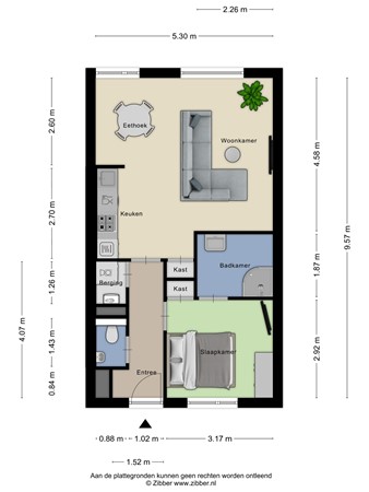 Floorplan - Tuinstraat 87F, 3901 RA Veenendaal