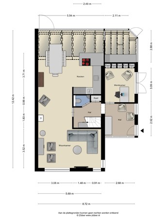 Floorplan - Dwarsweg 22A, 3959 AJ Overberg