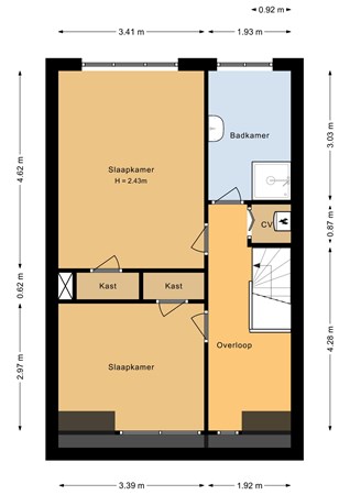 Amsterdamsestraatweg 557BSA, 3553 EG Utrecht - Tweede verdieping - 2D.jpg