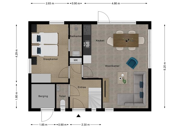 Floorplan - Baanstpoldersedijk 4-151, 4504 PR Nieuwvliet