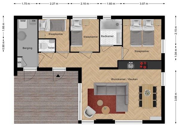 Floorplan - Zeedijk 24-453, 4504 PN Nieuwvliet