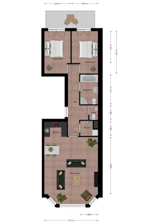 Floorplan - Duindoornstraat 2-202, 4506 KH Cadzand