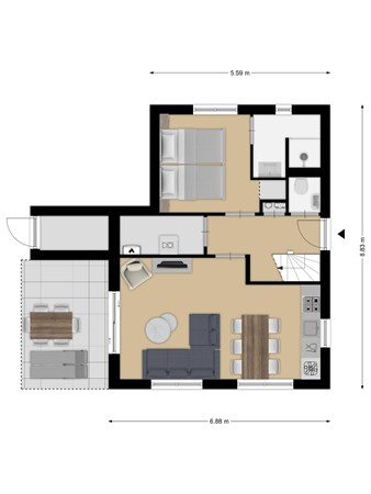 Floorplan - Zeedijk 24-208, 4504 PN Nieuwvliet