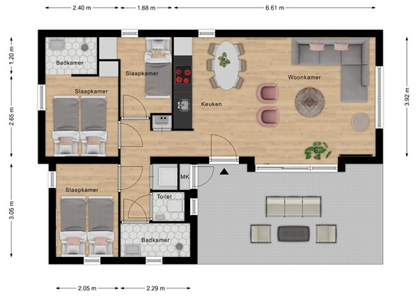 Floorplan - Zeedijk 24-283, 4504 PN Nieuwvliet