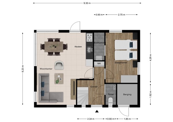 Floorplan - Baanstpoldersedijk 4-158, 4504 PR Nieuwvliet