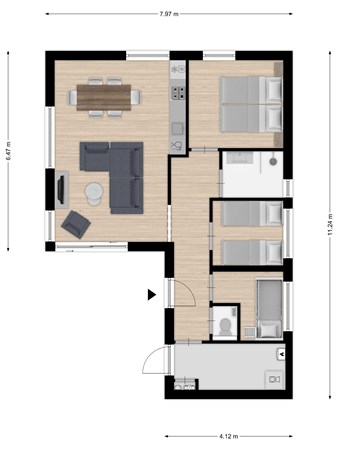 Floorplan - Zeedijk 24-452, 4504 PN Nieuwvliet