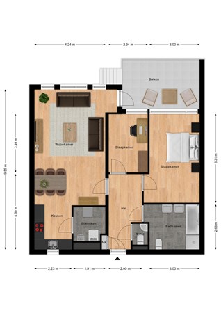 Floorplan - Dierkensteenweg 3-016, 4501 RD Oostburg