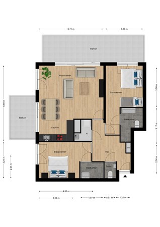 Floorplan - Vlamingpolderweg 4E101, 4506 HZ Cadzand