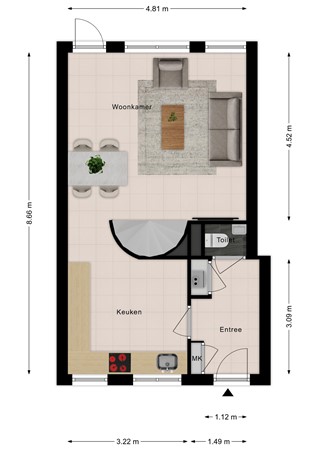 Floorplan - Westlangeweg 1A156, 4513 KM Hoofdplaat