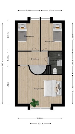 Floorplan - Westlangeweg 1A156, 4513 KM Hoofdplaat