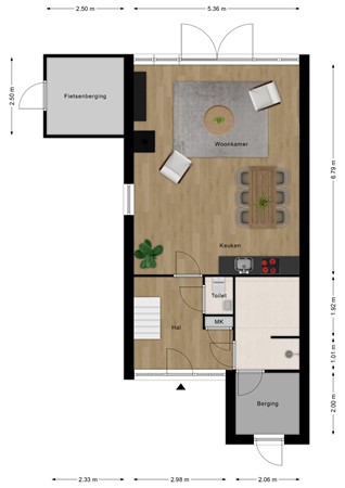 Floorplan - Westlangeweg 1A216, 4513 KM Hoofdplaat