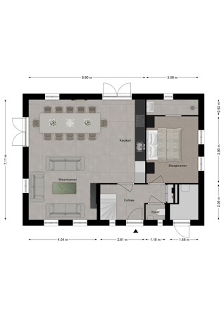 Floorplan - Baanstpoldersedijk 4-219, 4504 PR Nieuwvliet