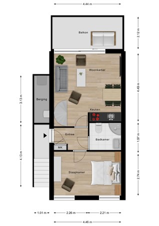 Floorplan - Schorrebloem 36, 4504 RK Nieuwvliet