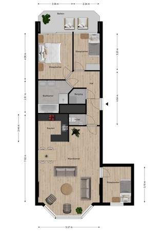 Floorplan - Boulevard de Wielingen 94-008, 4506 JL Cadzand