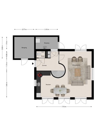 Floorplan - Westlangeweg 1A106, 4513 KM Hoofdplaat