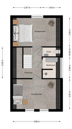 Plattegrond - Dorpsstraat 6, 4525 AH Retranchement - 1eVerdieping.jpg