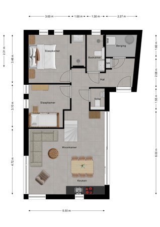Plattegrond - Langeweg 112-459A, 4511 RN Breskens - 189288487_langeweg_112_45_begane_grond_first_design_20260908_9cb9c6.jpg