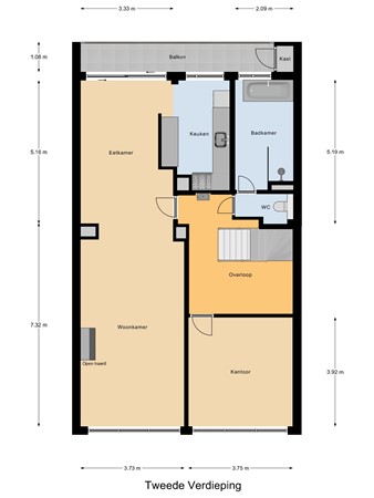 Floorplan - Dierenselaan 157, 2573 KE The Hague