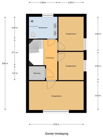 Floorplan - Nijeveenstraat 9, 2545 XV Den Haag