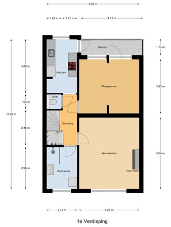 Floorplan - Burgemeester van der Veldestraat 4, 2552 TG The Hague