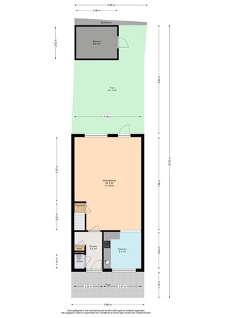 Leliekeverstraat 18, 2492 RJ Den Haag - Plattegrond begane grond perceel Leliekeverstraat 18 - Den Haag.jpg