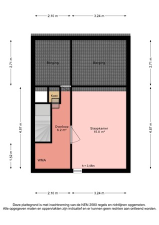 Regenboogforelvijver 6, 2492 MT Den Haag - Plattegrond zolder Regenboogforelvijver 6 - Den Haag .jpg
