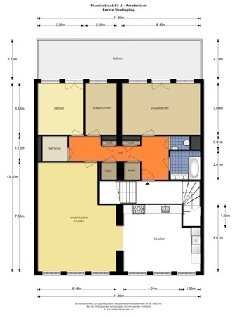 Floorplan - Marnixstraat 83A, 1015 VD Amsterdam