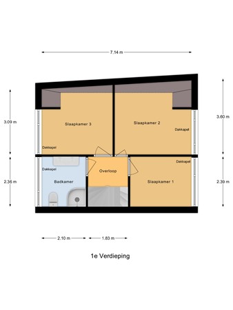 Floorplan - Rozenstraat 13, 4001 DT Tiel