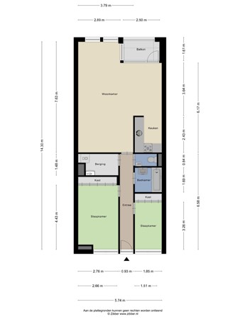 Floor plan - Volksplein 96C, 6214 PC Maastricht 