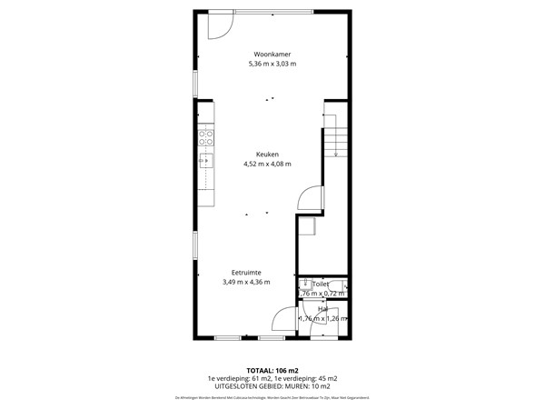 Plattegrond - Zangerheistraat 23C, 3740 Bilzen-Hoeselt - 1st_floor_23c_zangerheistraat_bilzen_with_dim.jpg