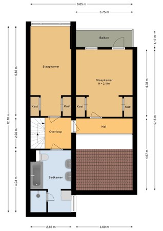 Weezenhof 6138, 6536 AL Nijmegen - Eerste verdieping - 2D.jpg