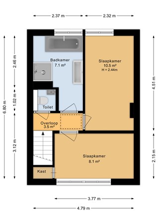 Waterstraat 118, 6541 TL Nijmegen - Eerste verdieping - 2D.jpg