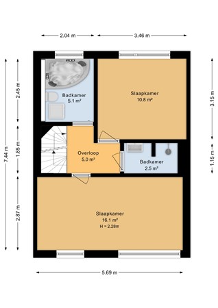 Gruttostraat 3, 6601 EP Wijchen - Eerste verdieping - 2D.jpg