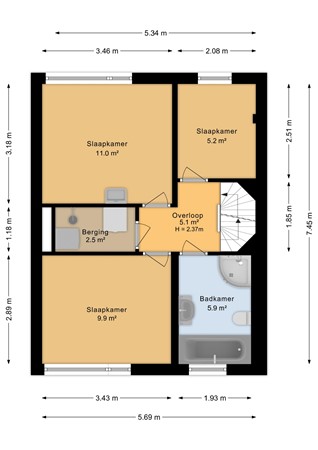 Startvenseweg 45, 6601 EL Wijchen - Eerste verdieping - 2D.jpg