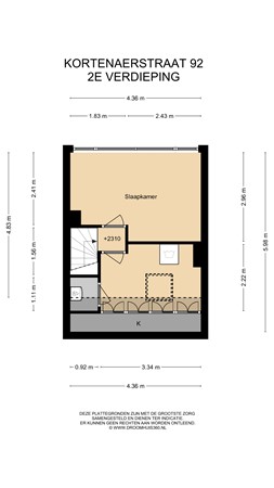 Floorplan - Kortenaerstraat 92, 2315 TP Leiden