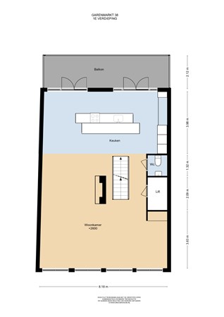 Floorplan - Garenmarkt 38, 2311 PJ Leiden