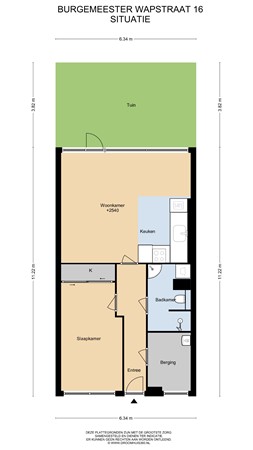 Floorplan - Burgemeester Wapstraat 16, 2381 XP Zoeterwoude