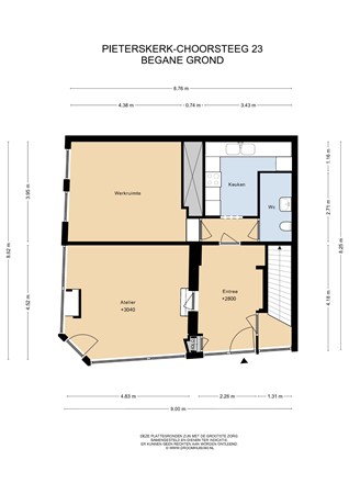 Floorplan - Pieterskerk-Choorsteeg 23, 2311 TR Leiden