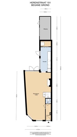 Floorplan - Herenstraat 151, 2313 AJ Leiden