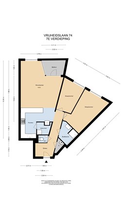 Floorplan - Vrijheidslaan 74, 2321 DL Leiden