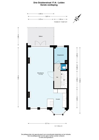 Drie Octoberstraat 17A, 2313 ZL Leiden - Drie Octoberstraat 17-A - Leiden - 1e_verdieping - 2D.jpg