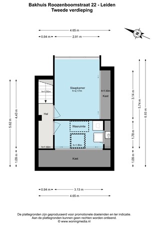 Bakhuis Roozenboomstraat 22, 2313 RD Leiden - Bakhuis Roozenboomstraat 22 - Leiden - 2e_verdieping - 2D.jpg