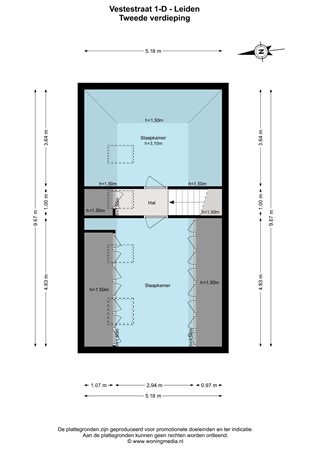 Vestestraat 1D, 2312 ST Leiden - Vestestraat 1-D - Leiden - 2e_verdieping - 2D.jpg