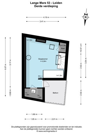 Lange Mare 53, 2312 GR Leiden - Lange Mare 53 - Leiden - 3e_verdieping - 2D.jpg