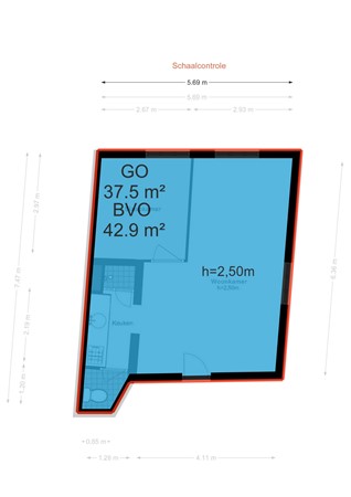 Breestraat 54D, 2311 CS Leiden - Breestraat 54-D - Leiden - NEN plattegrond - 2D.jpg