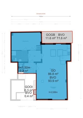 Dwars Bolwerkstraat 3, 2311 KB Leiden - Dwars Bolwerkstraat 3 - Leiden - NEN plattegrond - 2D.jpg