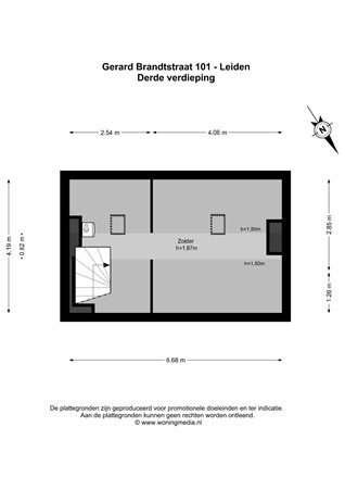 Gerard Brandtstraat 101, 2332 AK Leiden - Gerard Brandtstraat 101 - Leiden - 3e_verdieping - 2D.jpg