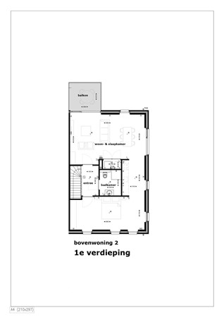 Floorplan - Starters bovenwoning Bouwnummer 9, 4841 GD Prinsenbeek