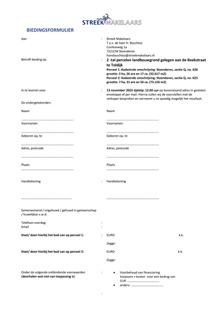 Brochure - Biedingsformulier percelen landbouwgrond aan de Beekstraat te Toldijk.pdf - Beekstraat 11, 7227 NC Toldijk